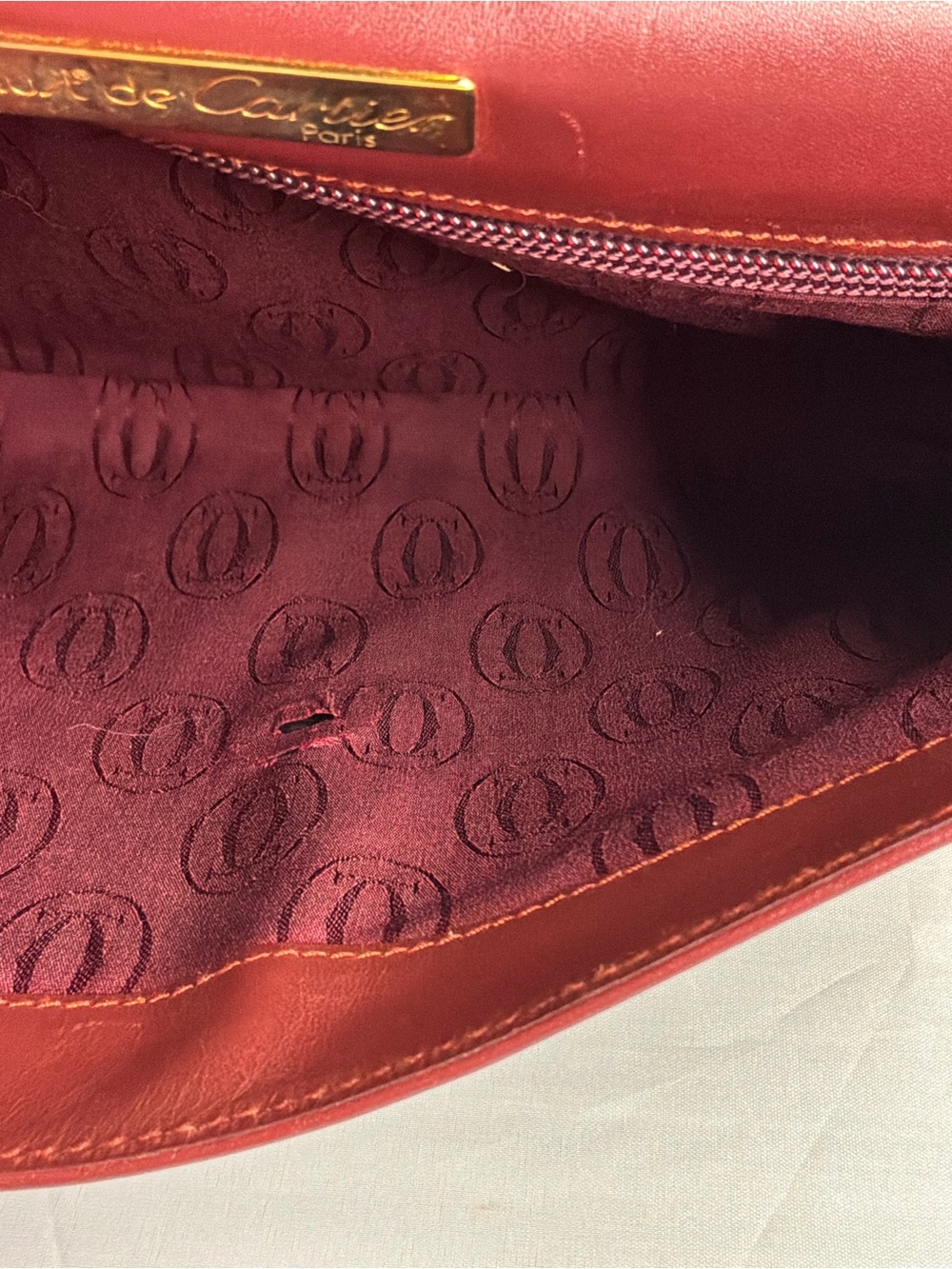 Cartier Leather Clutch in burgundy - Picture 6 of 7